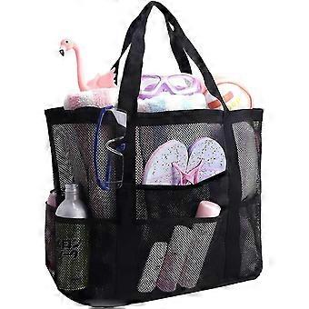 Beach Bag Black Large Waterproof Tote Carry Net Bags For Summer Travelling Holiday Camping Women And Men Backpack