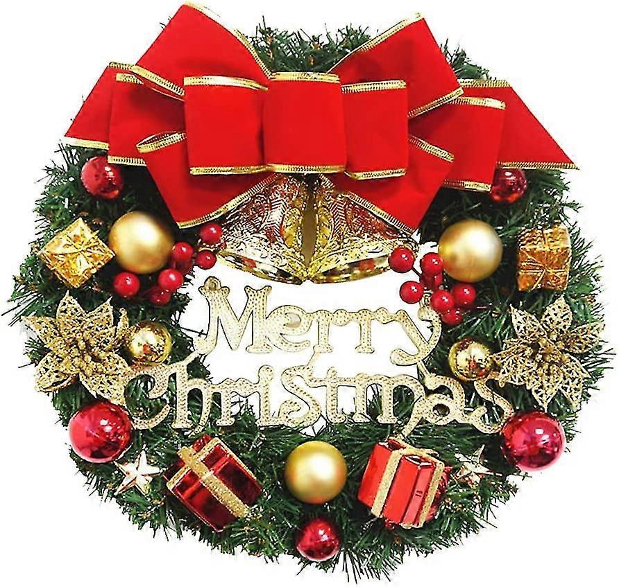 30cm artificial christmas wreath with decorations-bells and gift