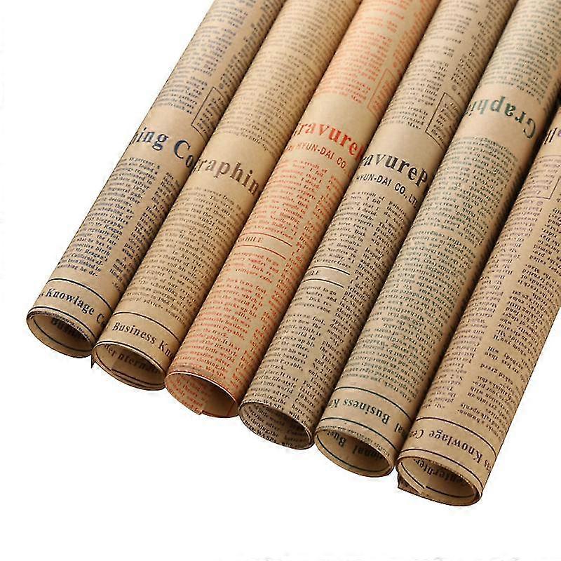 50 Sheets Vintage Kraft Paper Bouquet Flowers Packaging Paper Gift Wraps Newspaper Wrapping Retro Paper Wrappers (Random Style)