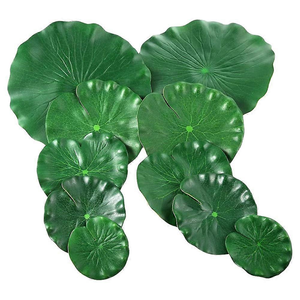 10 Pieces 5 Kinds Artificial Floating Foam Lotus Leaves Pads Artificial Foliage Pond Decor for Pool
