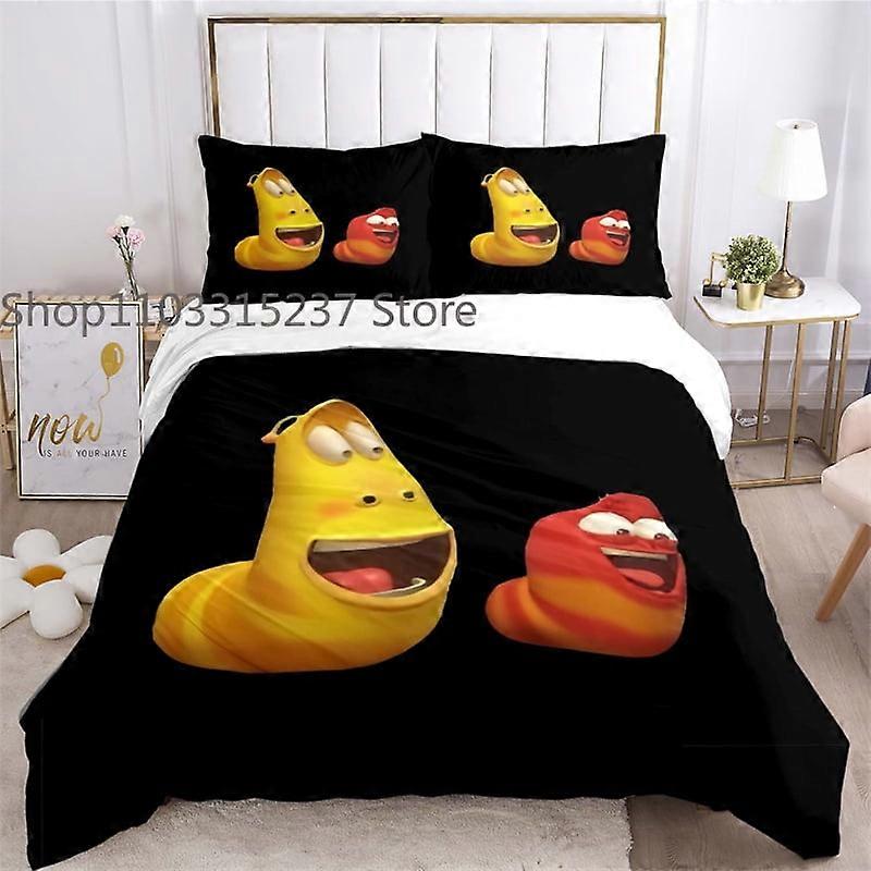 c162 الرسوم المتحركة LL-يرقا ملصق الكرتون الأطفال غطاء لحاف مجموعة الفراش المطبوعة مجموعة مزدوجة الملكة الملك حجم 2/3 قطعة، Bettbezug uu162