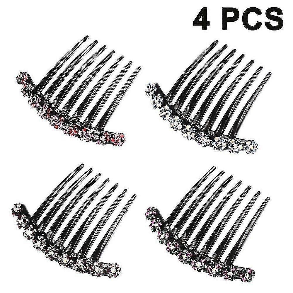 Conjunto de pentes de cabelo com 4 dentes de strass
