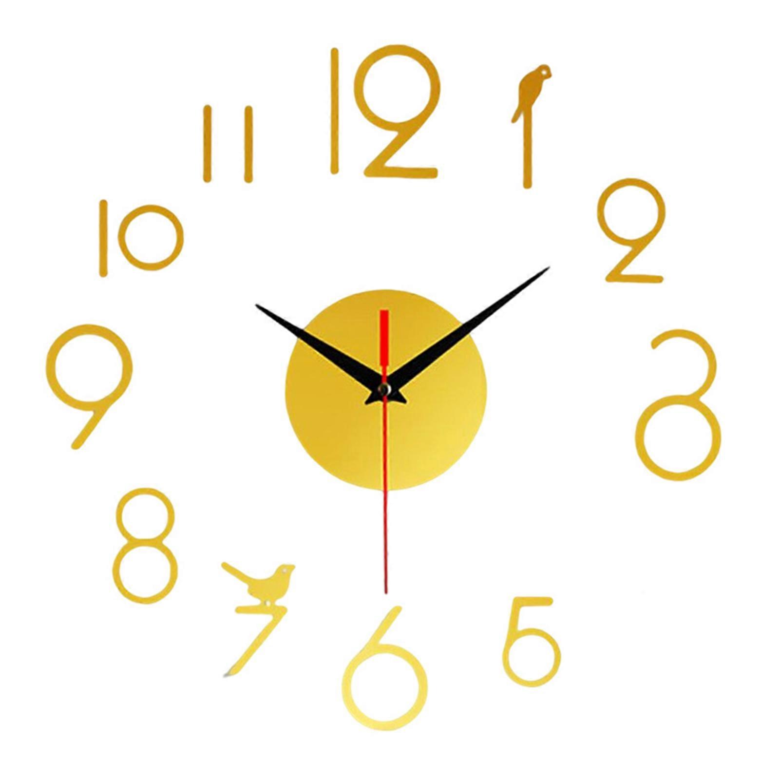 DIY 3D Frameless Wall Clock Self- Adhesive Decal Digits Suitable for Home Dining Room