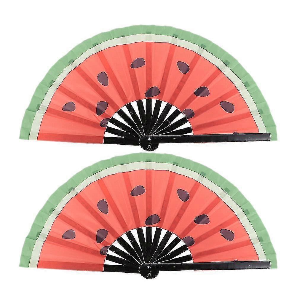 Lot de 2 éventails portables pliables en forme de pastèque, style japonais, pour danser, pour spectacle