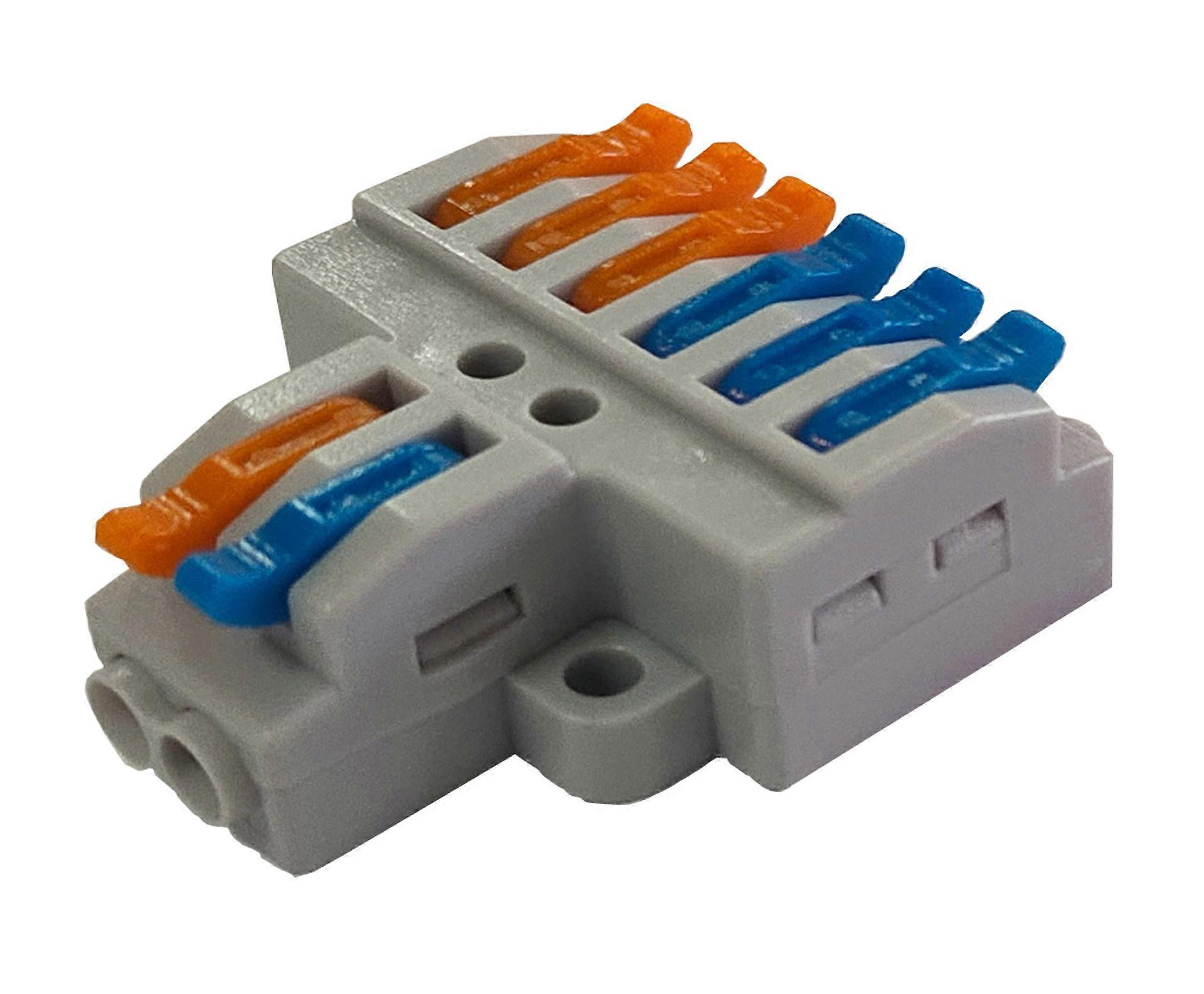 Lever-Nut Wire Connectors, 2 in 6 out 8 Port Conductor Compact Wire Connectors, Compact Connector Spring Terminal Block 6 Pieces KV216,2024 Ping