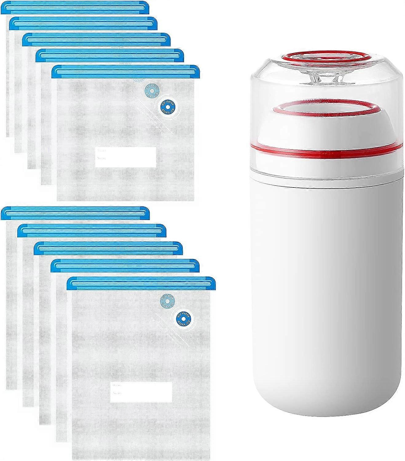 Scelleuse sous vide portable pour le stockage des aliments, avec 10 sacs sous vide sans BPA, sacs sous vide réutilisables pour mariner le steak sous vide, 2024 Ping