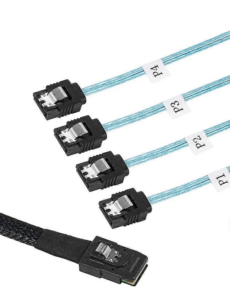 Mini SAS 36P SFF-8087 To 4 SATA 7Pin 90 Degrees Target Hard Disk Data Cable 0.5m 1m