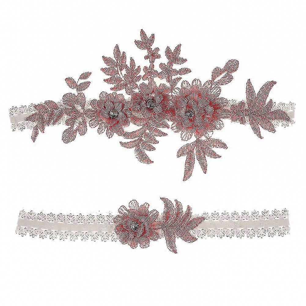 2 יחידות סט ביריות חתונה תחרה בירית כלה בירית פרחונית נמתחת לכלה כחול ו Whi Tw