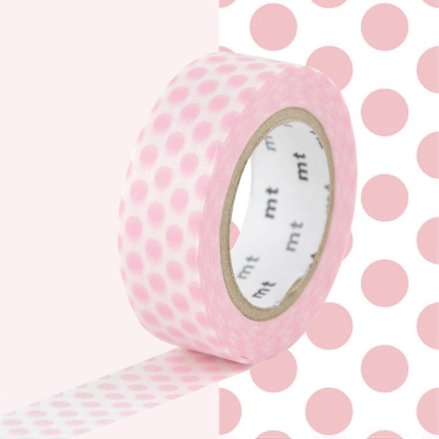 Masking tape with dots - Light pink - 1,5 cm x 7 m-YKY416