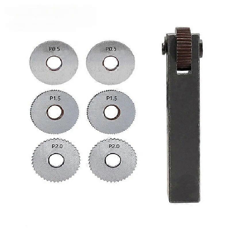 Single Wheel Straight Linear Knurling Tool Set 7pcs Pitch 05 15 2mm Lathe Knurling Tools