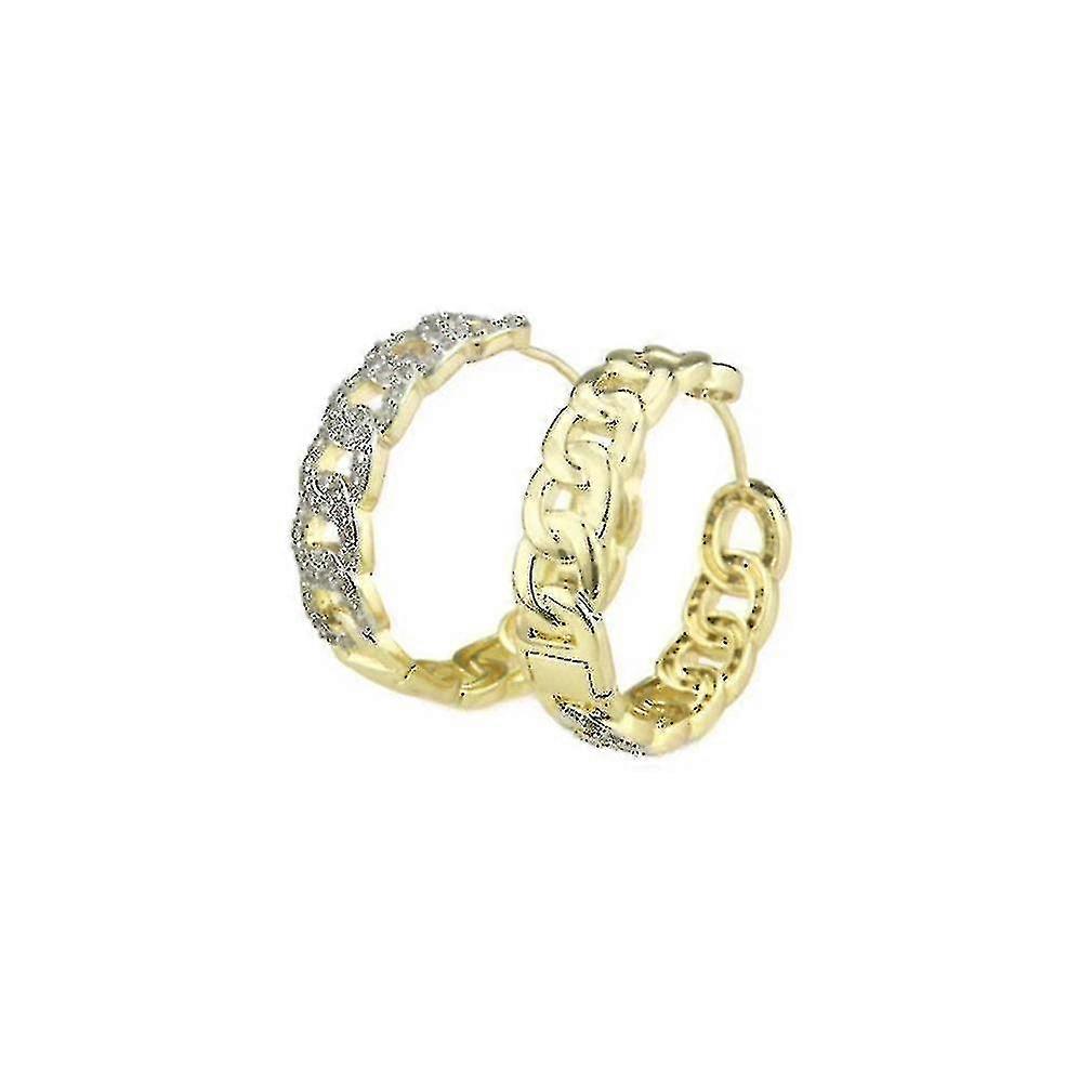 Earrings Hollowtwo Colored Electroplating Inlaid Zirconium Imitation Chain Ear Studs For Party