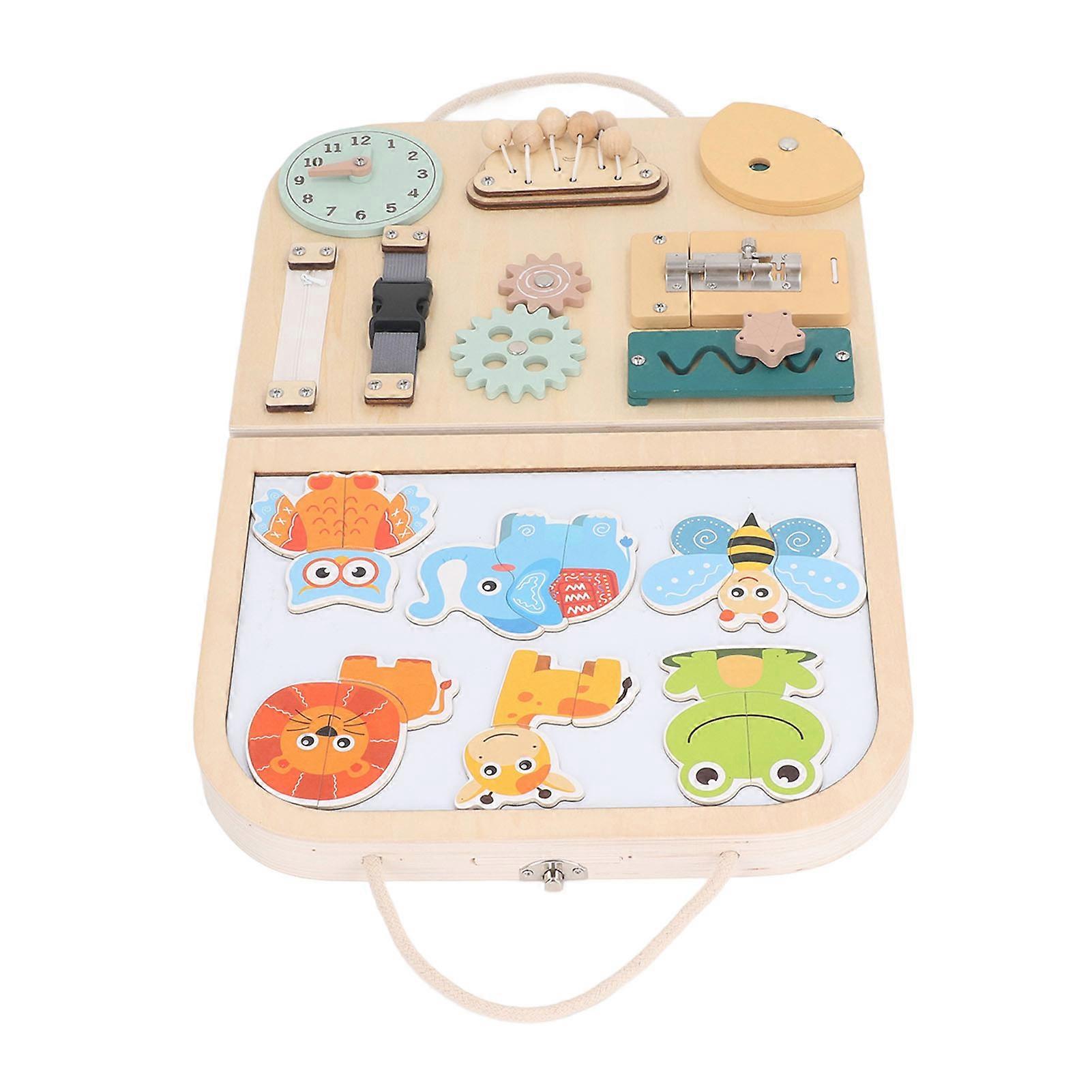 Toddlers Activity Board Wooden Sensory Learning Life Skill Abilities Learning Fine Motor Skills Board for Children Over 3 Years Old Type 2