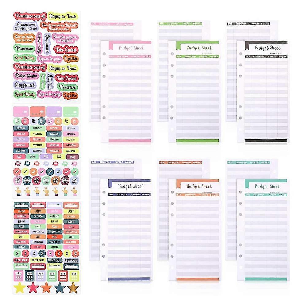 24 Budget Sheets For A6 Sized Budget Binder With 3 Sheets Of Budget Stickers, Expense Tracker Sheet