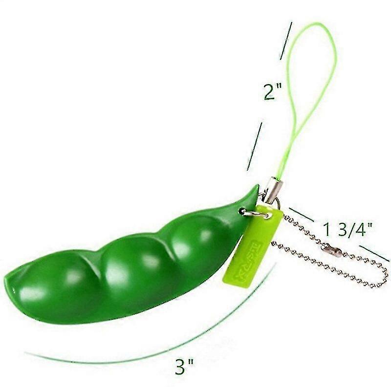 5pcs Decompression Edamame Toys Squishy Squeeze Peas Beans Keychain