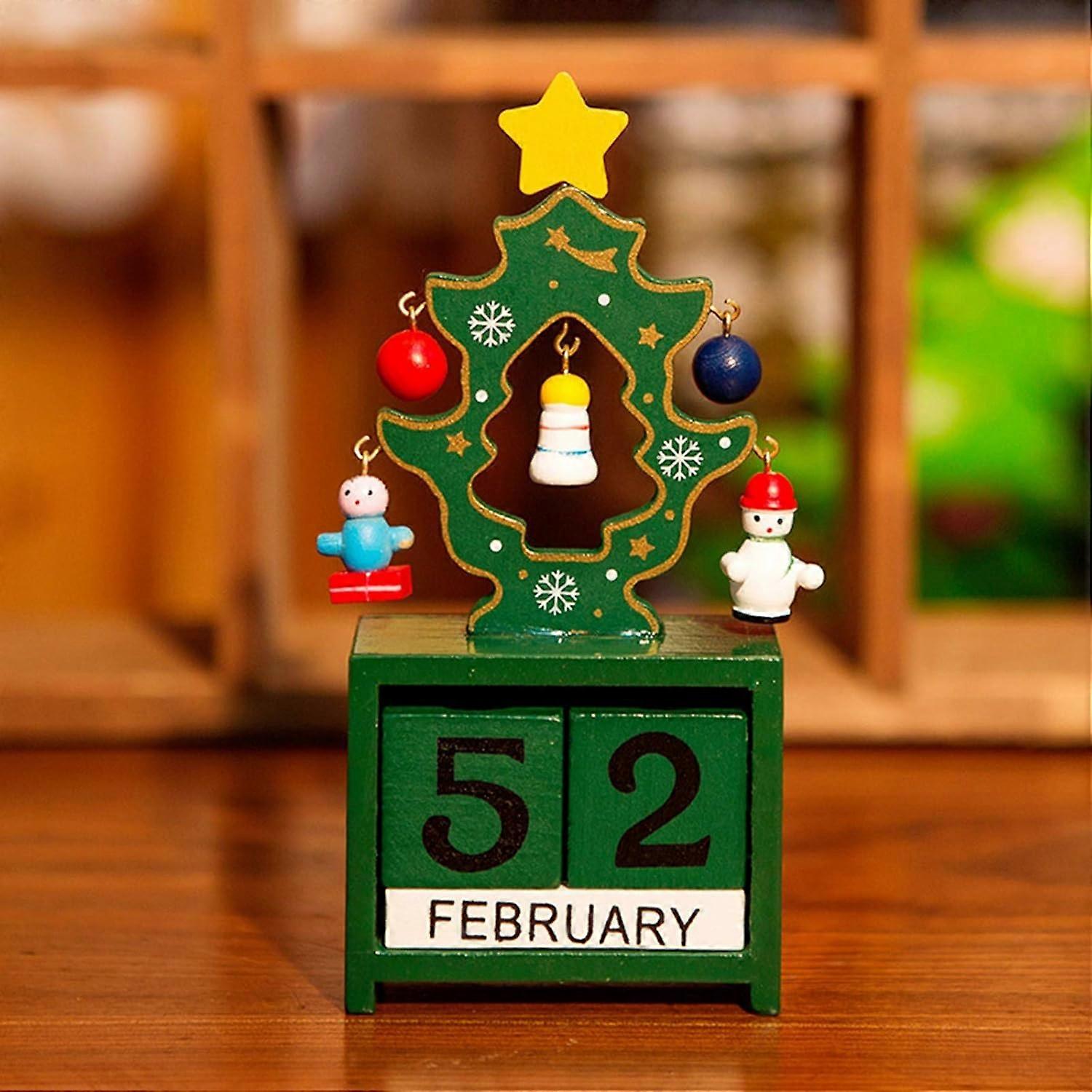 Christmas Wooden Advent Calendar DIY Number Date Blocks Tabletop Desk Santa Christmas Tree Countdown Calendar Decoration