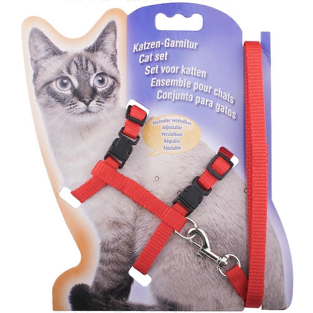 Cat Harness, Adjustable Design Nylon Strap Collar With Leash, Breakaway Cat Safety Harness For Small Cat Dog-Red