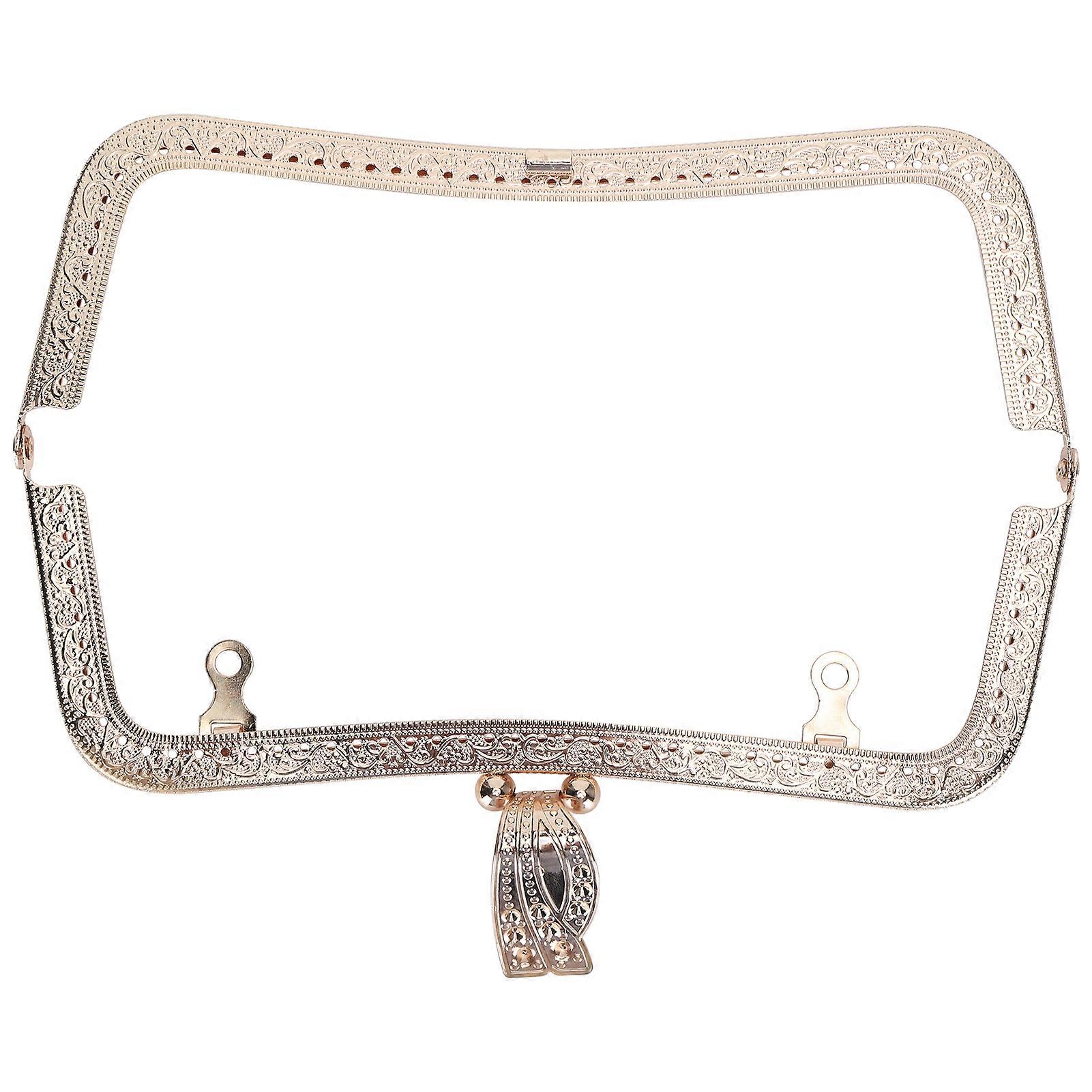 Metallväsksram DIY Kiss Clasp Lås Retro Präglat Handtag Hårdvara Tillbehör 20 cm Gyllengul B01-02700477