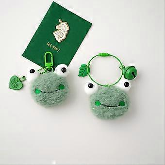 2pcs Cute Frog Plush Keychain Furry Bag Pendant Cartoon Doll Car Key Hanger Cute Bag Decoration