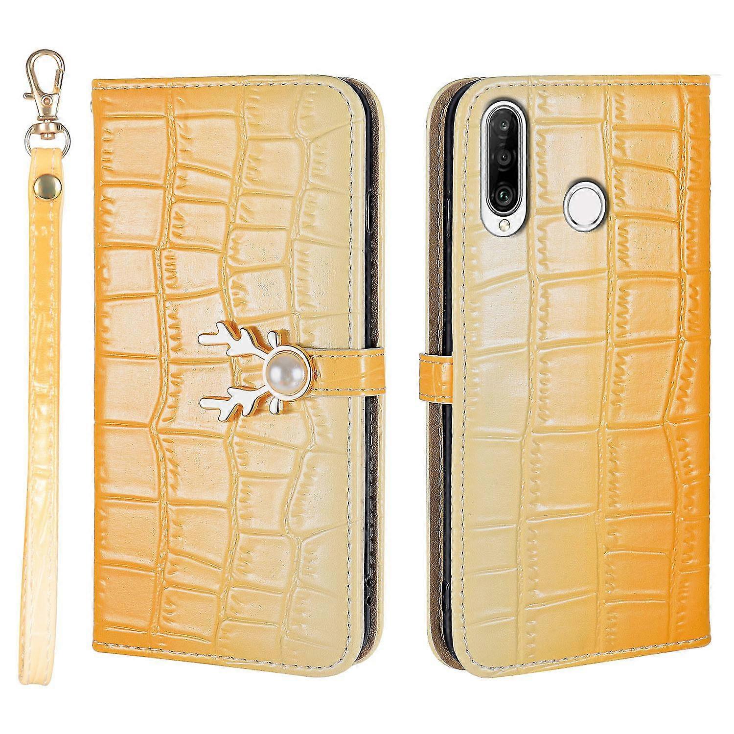New Elk Pattern Phone Case For Huawei P30 Lite With Card Holder, Lanyard, Pu Leather Material, Wallet Function, Corner Fall Protection