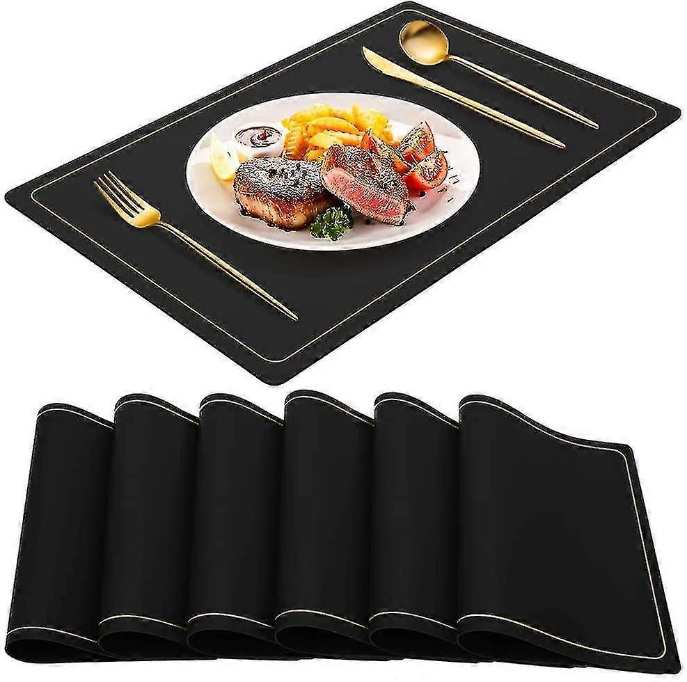 Table Mat 6-piece And Wipeable Pu Indoor Placemat Washable Kit Table Mat