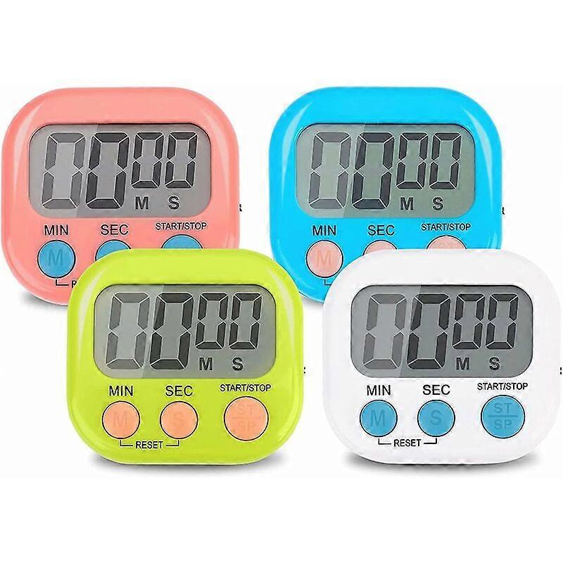 4pcs Digital Kitchen Timer with Loud Alarm for Kids Time Timer for Study, Work, Exercise, Cooking Electronic Timer