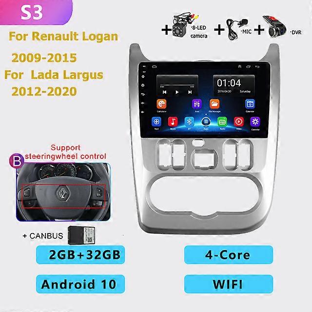 2 din android AUTO Araba radyosu multimedya oynatıcı Carplay GPS navigasyon Renault Logan 1 Sandero Dacia Duster 2009-2015 için DVD yok