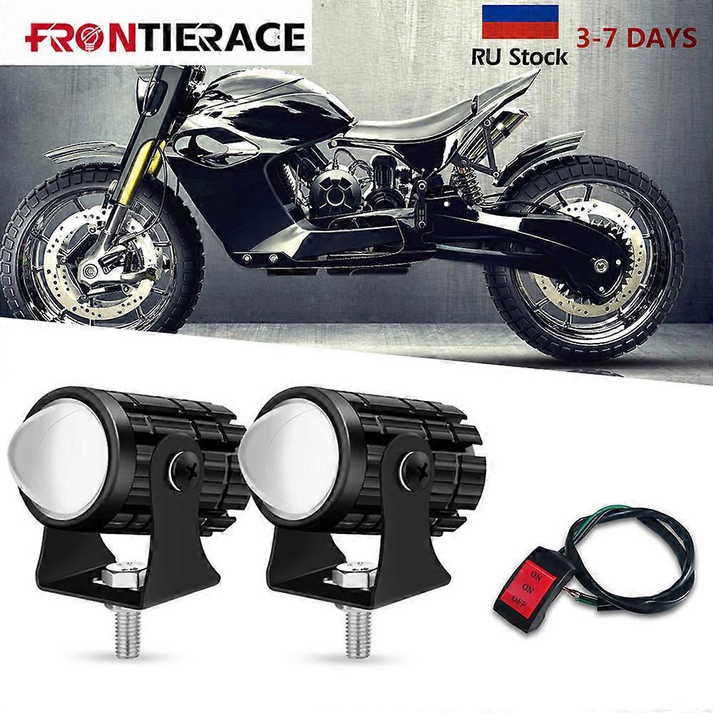 Cheap LED Motorcycle Light Mini Dual Color Led Spotlights Projector Lens Headlight Moped Working Fog Lamp Bike Super Bright