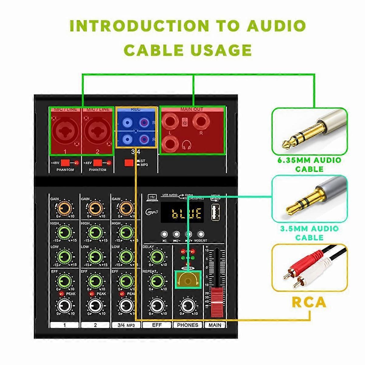 -A4 Professional Portable Digital Dj Console with USB Mixer Border Live Singing 4 Channel Audio Mix