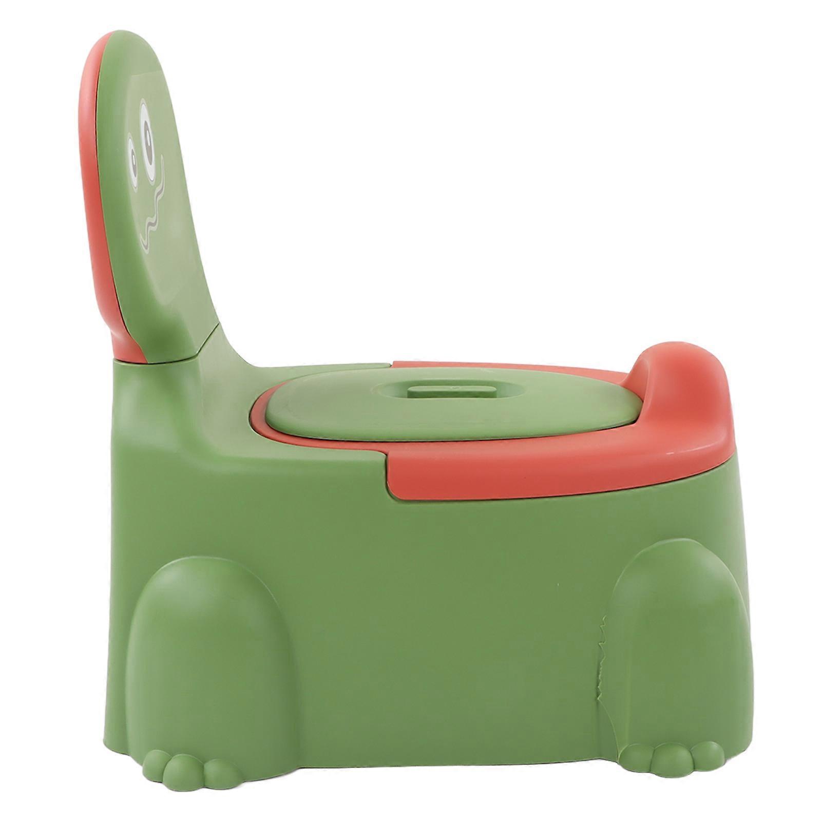 Ergonomic Green Cartoon Dinosaur Baby Potty Training Toilet for Toddler with Rubber Base