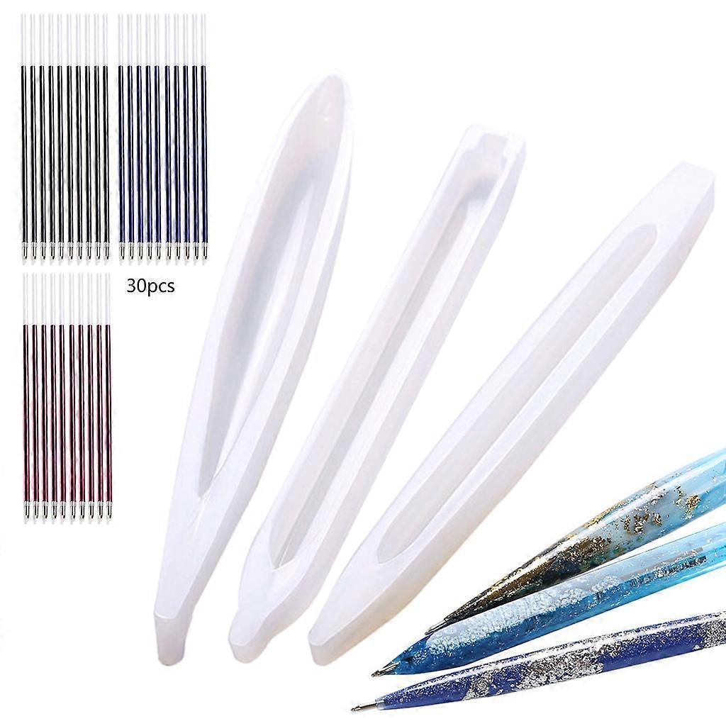 3x Round Silicone Resin Mold for Making Ballpoint Pen for DIY Resin Crafts