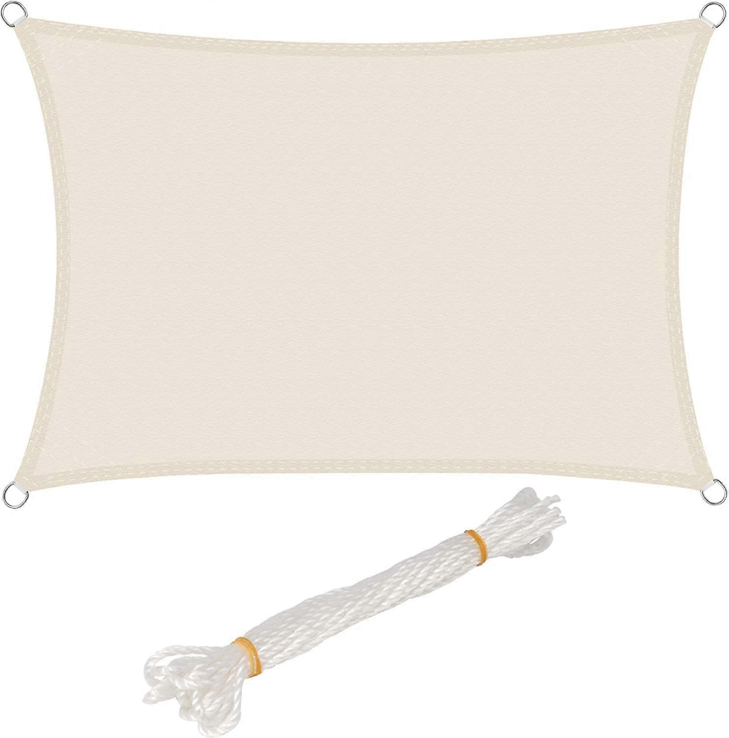 Rectangular Shade Sail 1.8x2.4m Waterproof Anti 93% UV Water Resistant Windproof Polyester with UV Protection for Garden Patio Camping Cream