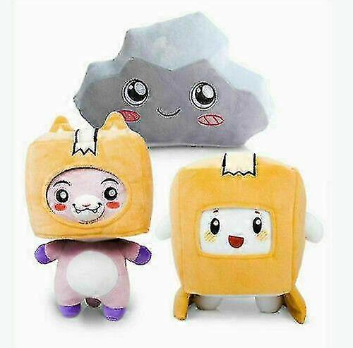 Lankybox Boxy + Foxy + Rocky Plush Soft Stuffed Toy Kid Plushie Doll.
