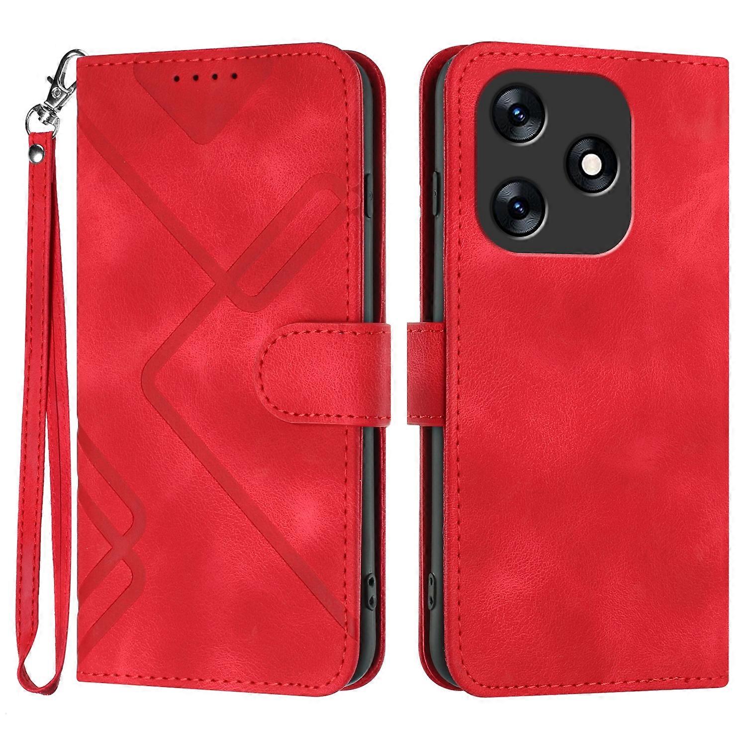 Line Pattern PU Case For Tecno Spark 10 4G