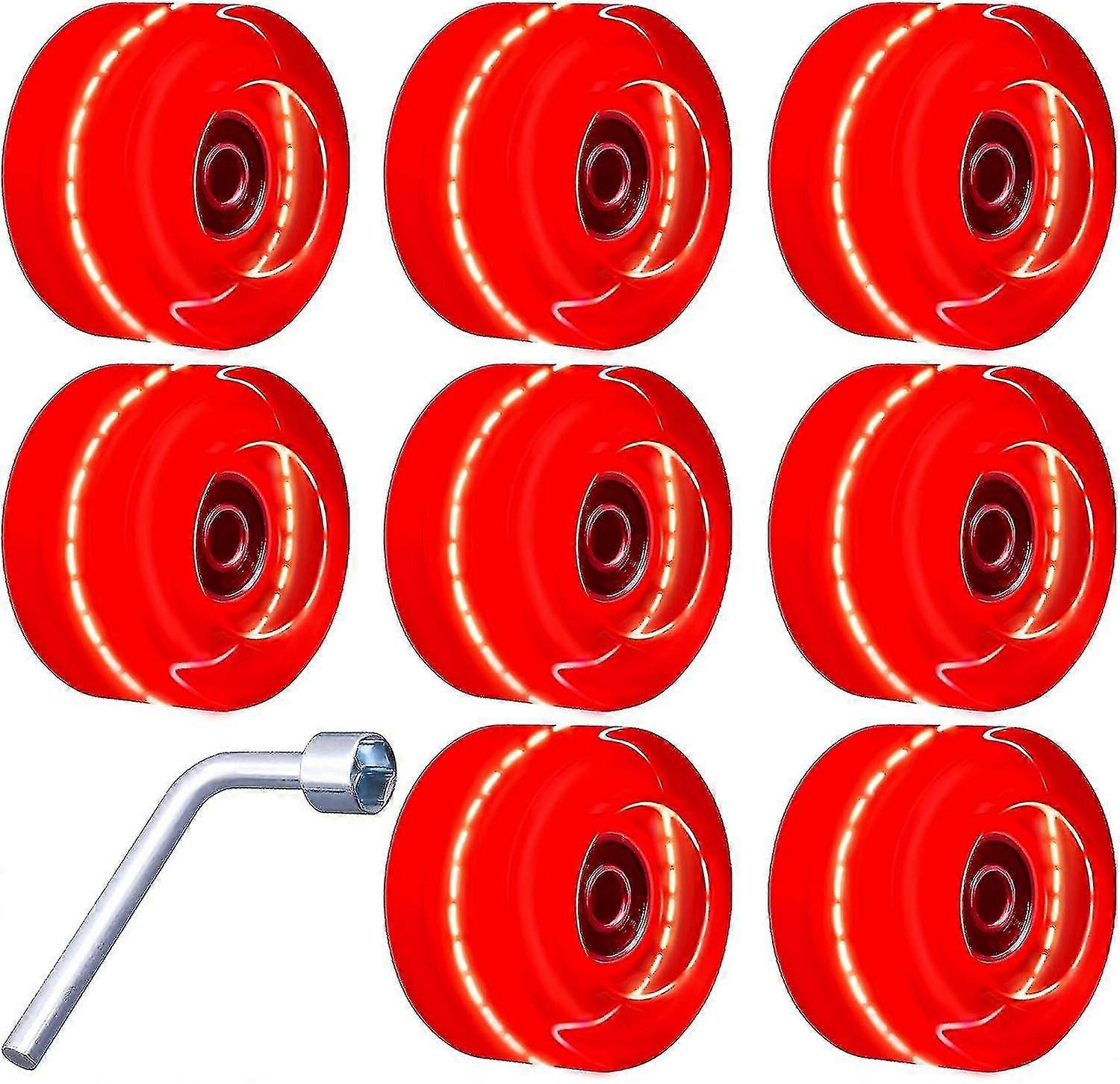 8 Pack Roller Skate Wheels With Bearings Installed Luminous Quad Light Up Wheels For Double Row Skating And Skateboard 32mm X 58mm