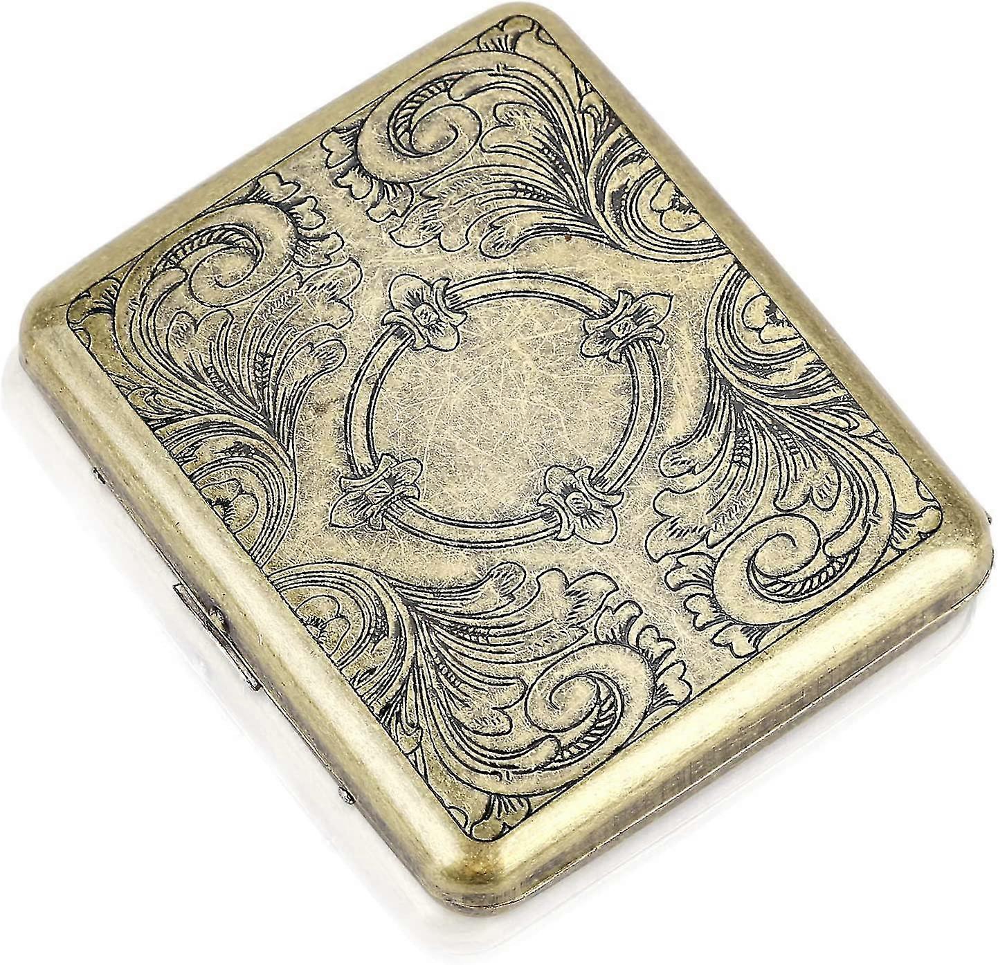 Cigarette Case Holds 20,flower Golden