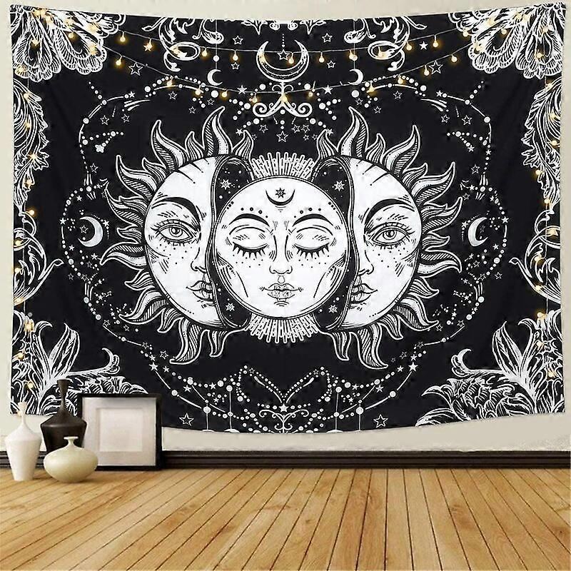Sun And Moon Tarot Tapestry Psychedelic Black Celestial Tapestry