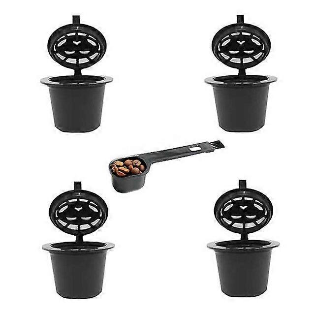 5Pcs/Set Nespresso Capsules Refillable Reusable Coffee Pods with Spoon Brush For Nespresso Cups Filter Coffee Machine Supplies