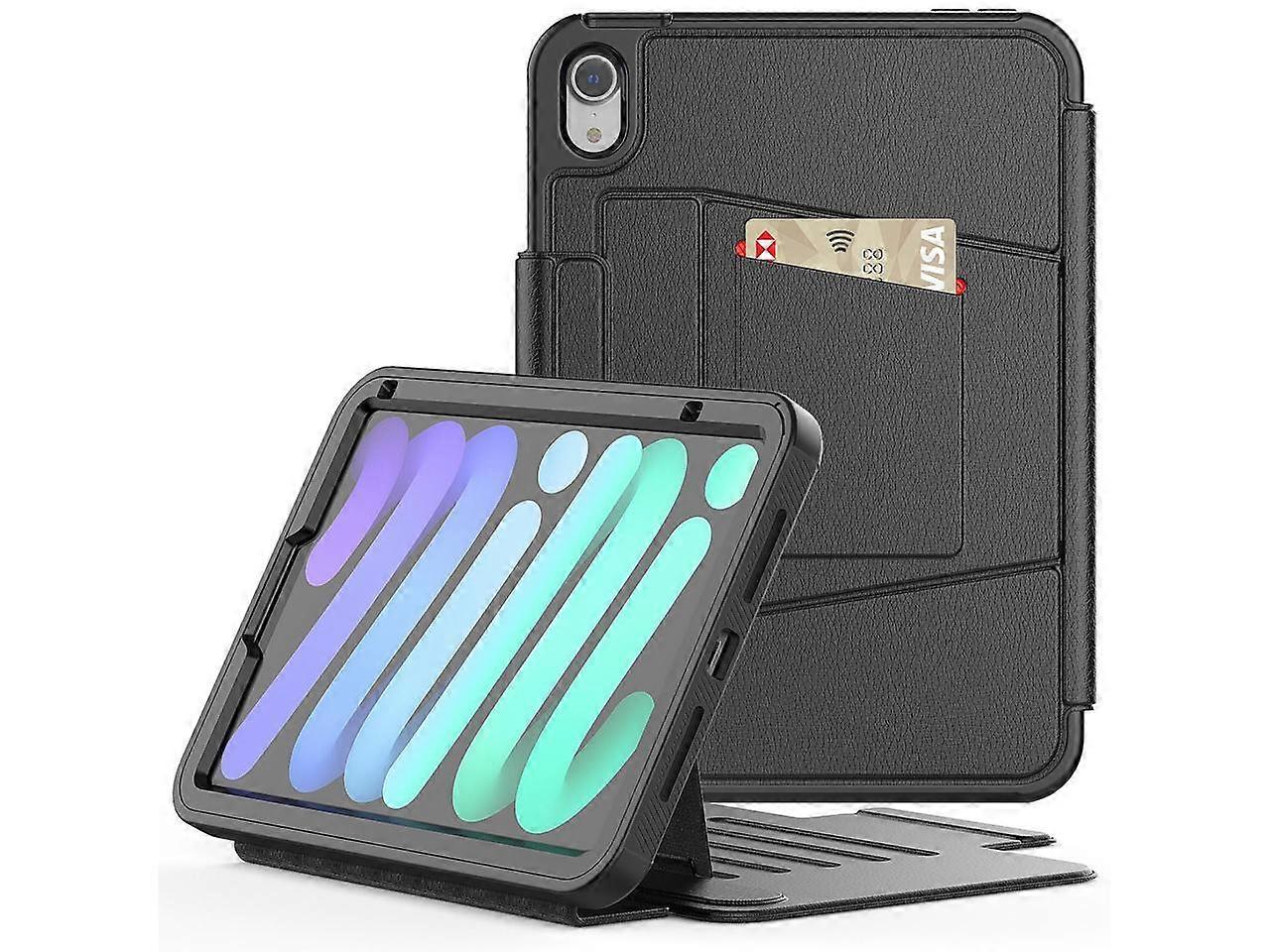 Magnetic Case for iPad Mini 6 8.3 Inch 2021 - Multiple Angle Shockproof Rugged Stand Case, Soft TPU Back Cover with Pencil Holder,Card Slot,Auto Sleep