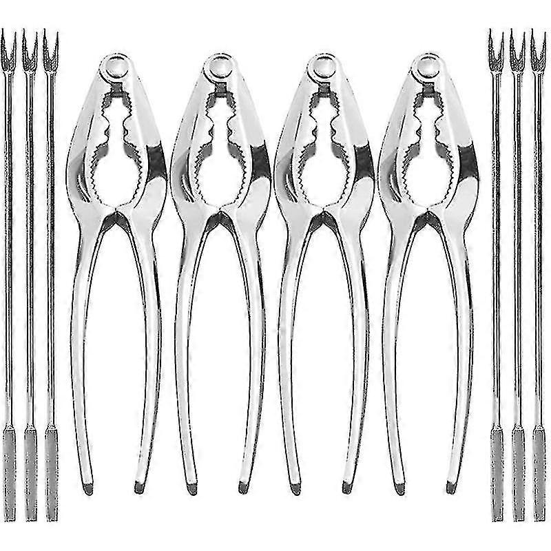 Seafood Set Nut Crackers Of 10 Pcs Seafood Opener Tool Set, 4 Pcs Crackers And 6 Pcs Seafood Forks