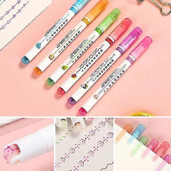 Fluorescent Marker Flower Outline Pen Curve Pen Handwriting Pen Double Line Double Tip Colour Pen