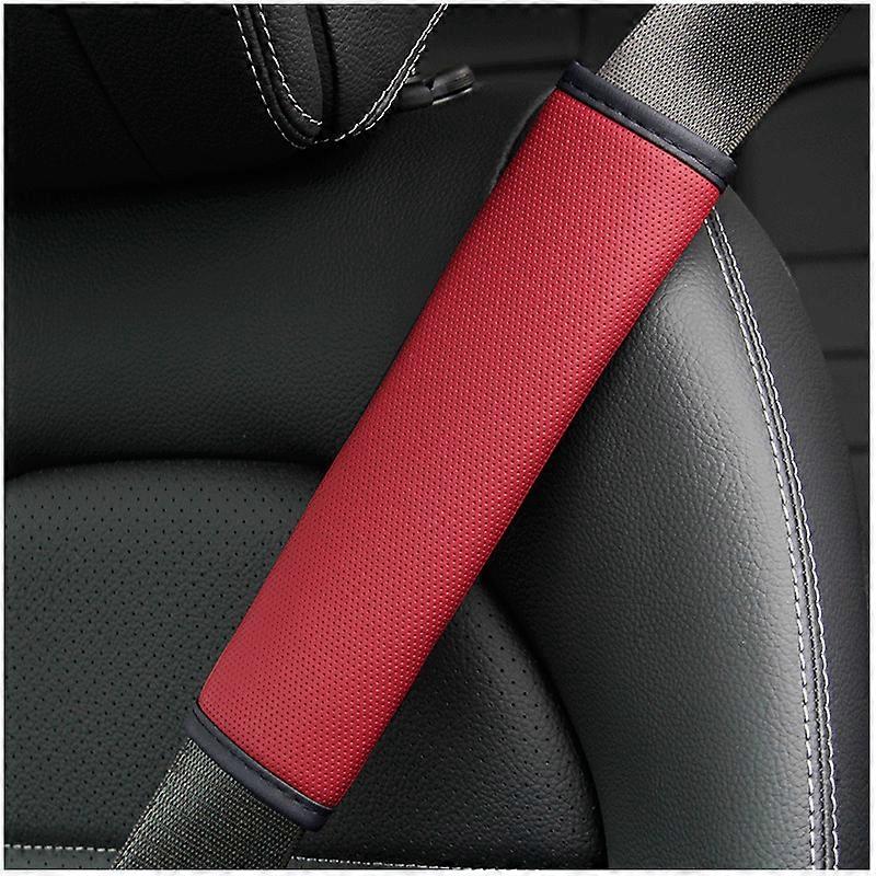 Red 2pcs Thin Skin Feeling Hole Car Seat Belt Shoulder Cover Protective Cover Insurance Belt