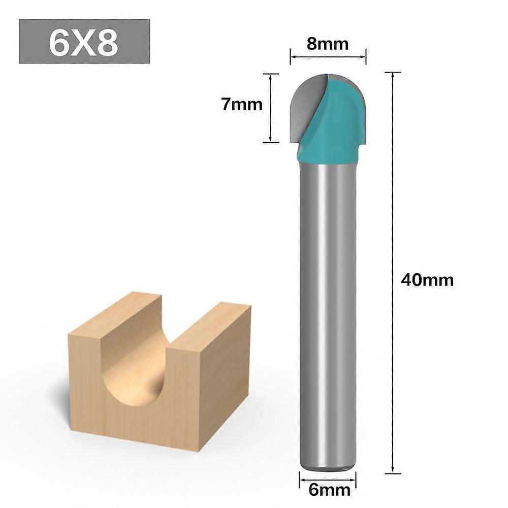 1PCS 6mm 8mm Shank Solid Carbide Milling Cutter Round Bottom Bit Wood Tool CNC Router Bit Woodworking Engraving End Mill