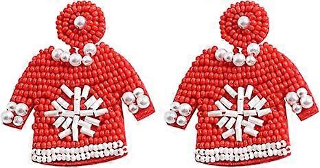 Damer Pärlade julörhängen, tomtekläder julprydnader