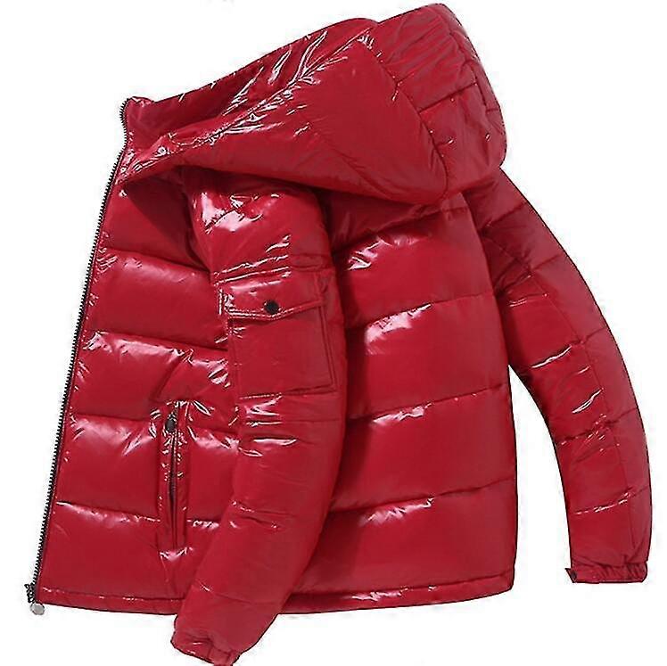 Shiny Down Jacket Men's Winter Jacket Stand Collar Down Jacket With Hood