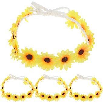 4pcs Fleur Bandeaux Adultes Tournesol Bandeau Festival Tête Bandeau pour Mariage Bal Fête Sur La Plage