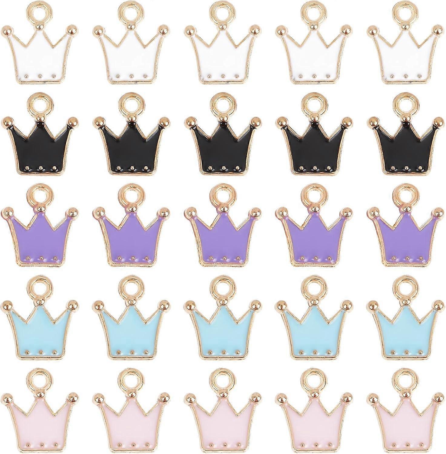 DIY 1 Box 60Pcs 5 Colors Crown Charms Crown Enamel Charm Mini Crown Charm King Colorful Queen Charms for Jewelry Making Charms DIY