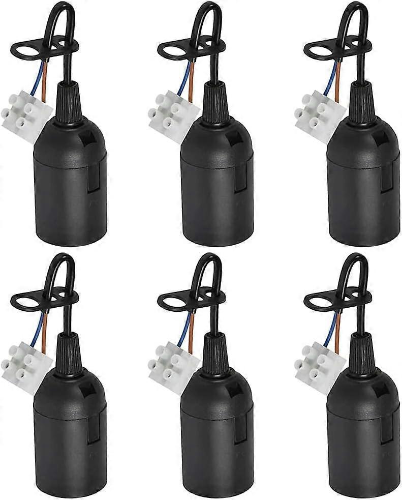 E27 Replacement socket 2A 250V Lamp socket with cable (max. 60W) Black renovation socket Site socket - 6 pieces