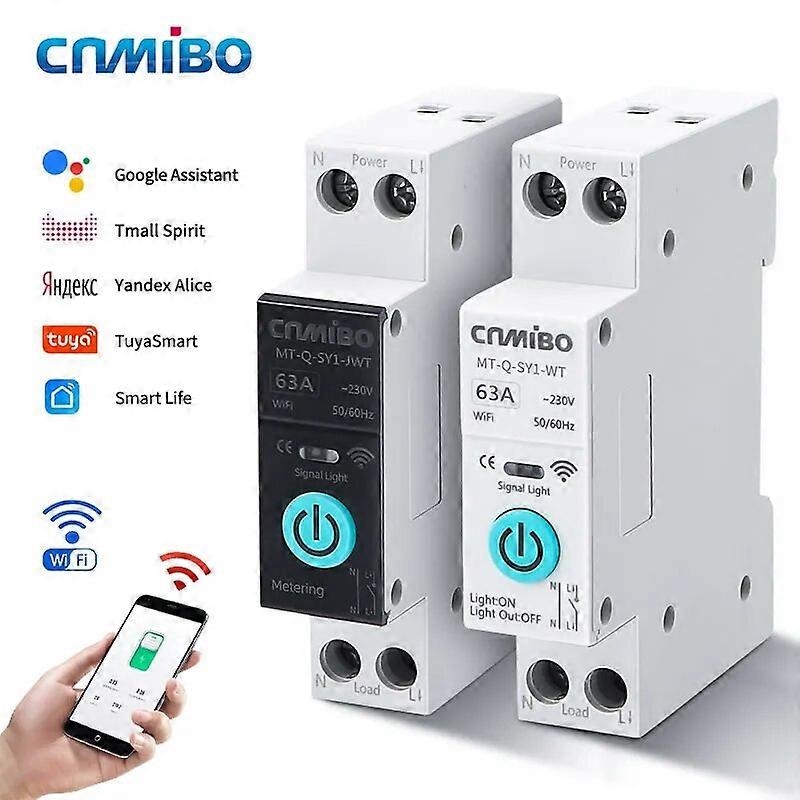 TUYA WIFI circuit breaker With metering Smart switch 1P63A DIN guide On-off device Wireless remote control Smart home TUYA APP