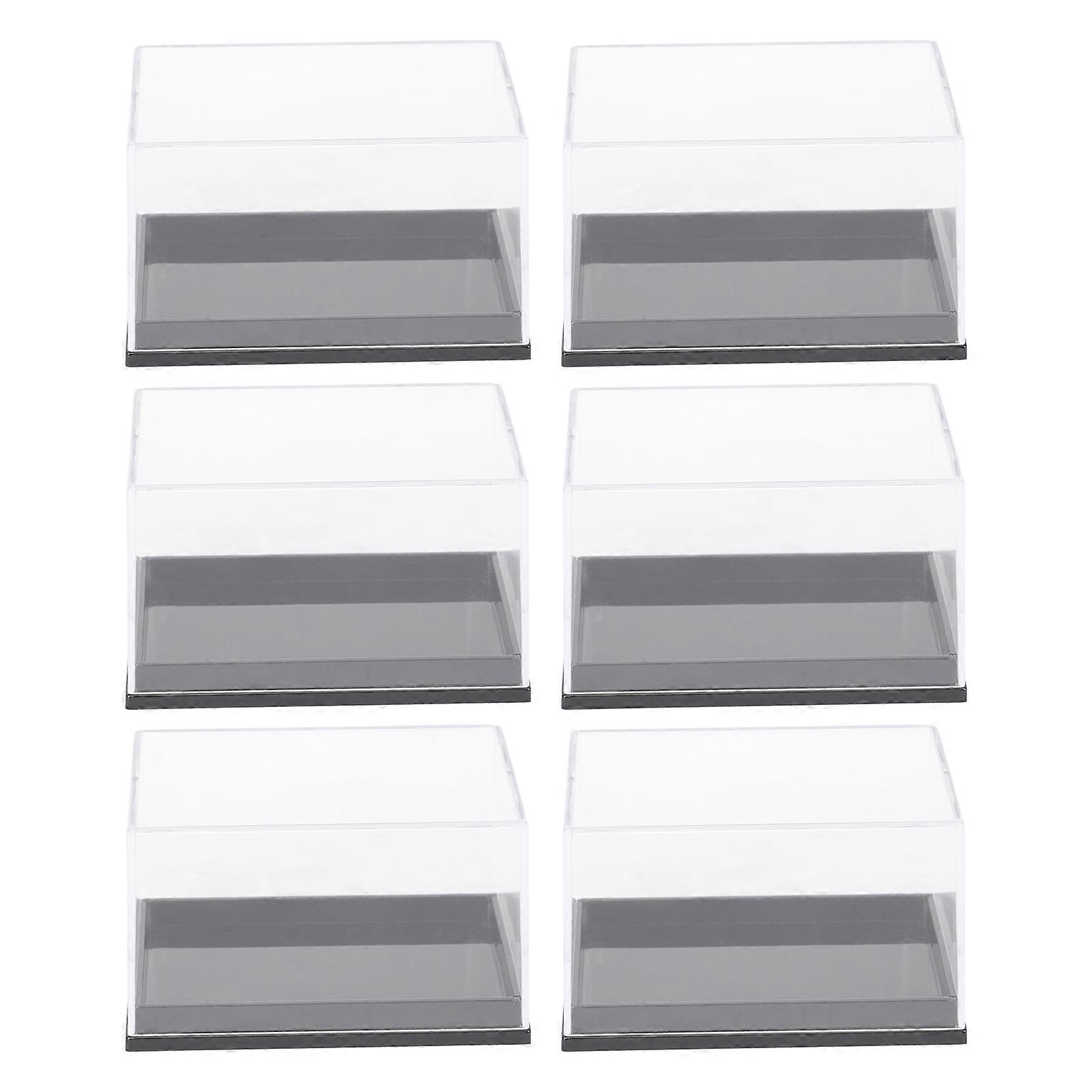 6pcs Plastic Mineral Specimen Storage Cases Square Sample Displaying Boxes