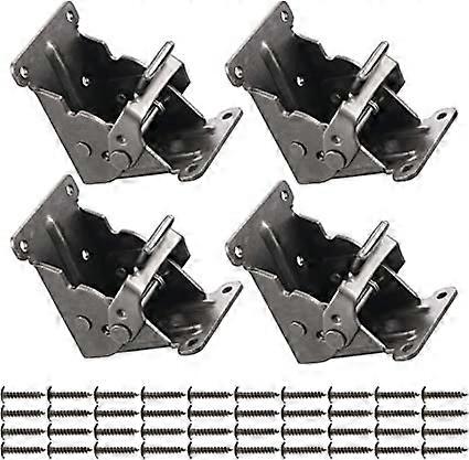 4PCS Table Bed Leg Folding Brackets with Screws, Foldable Hinge Hardware, Self-Lock Extension Shelf Bracket